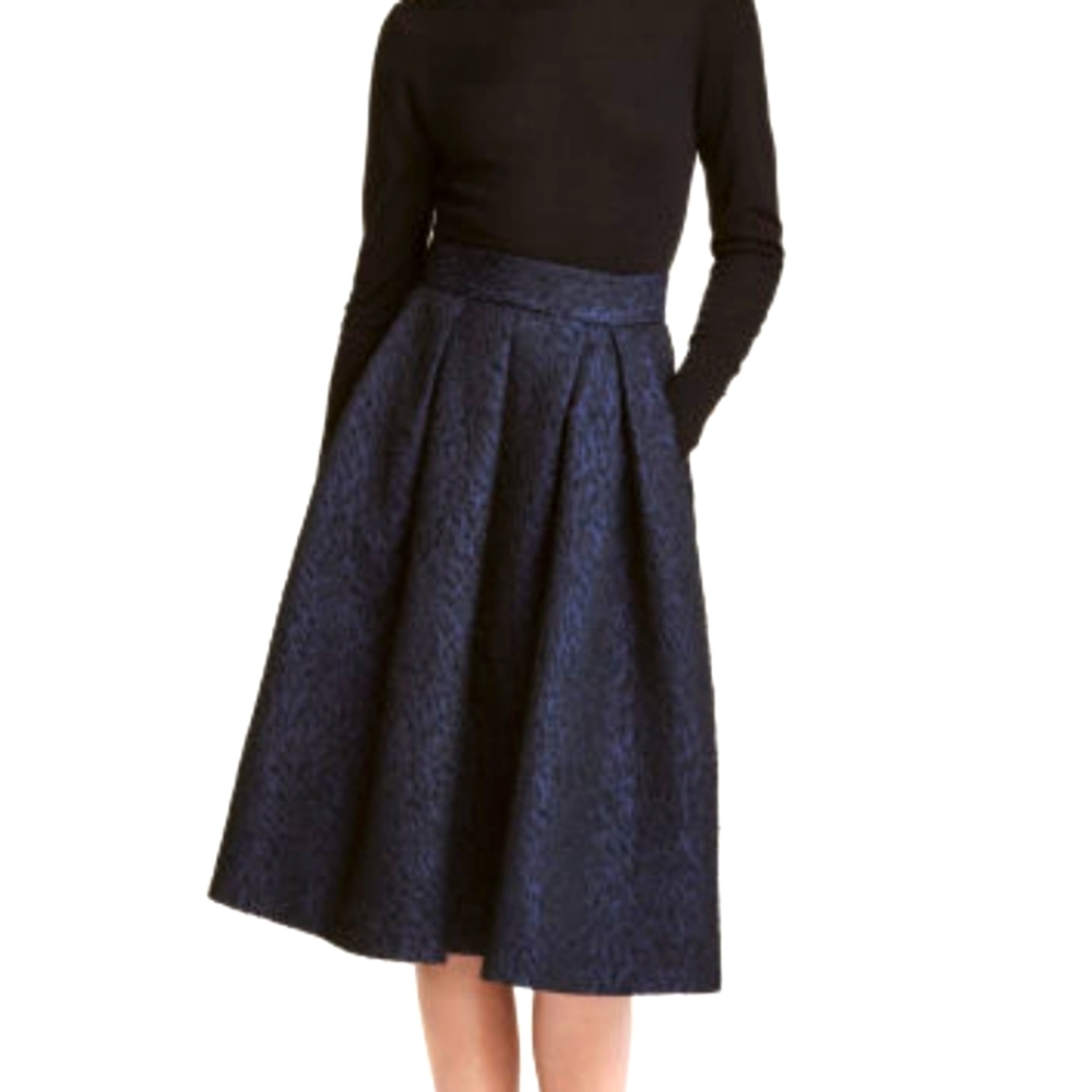 H&M A Line Knee Length Blue & Black Skirt